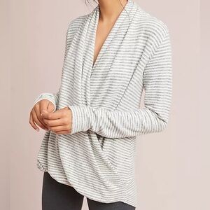 Anthropologie Saturday Sunday Shawl Collar Striped Sweater size S